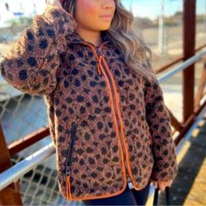 Coach signature patterned fleece zip jacket